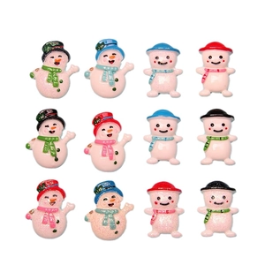 Lot de 12 figurines bonhommes de neige en résine pailletée pour DIY et décorations