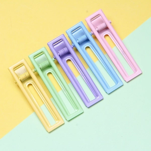 Lot de 5 pinces à cheveux carrées évidées de 6cm en couleurs macaron pour femmes
