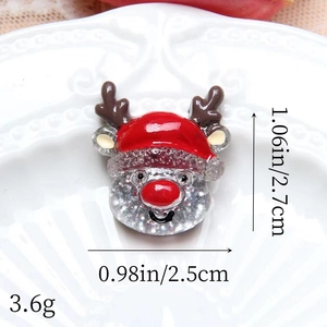 Vue détaillée d'une breloque renne de Noël en résine avec paillettes et dimensions