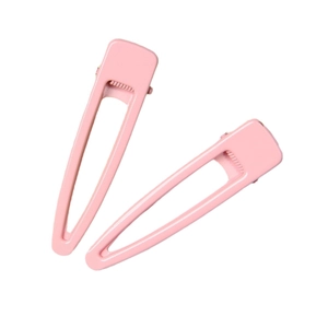 Deux barrettes à cheveux rose de 6,5 cm en forme de goutte d'eau, finition glossy
