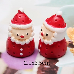 Miniature resin Santa Claus figurine with white polka dots, 2.1x3.5cm Christmas decor