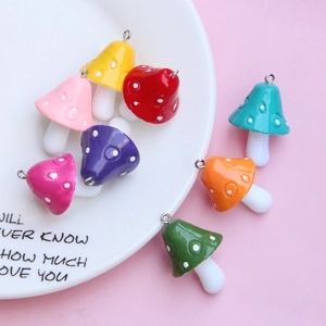 Pendentifs champignons en résine colorée à pois pour création de bijoux DIY