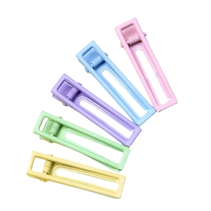 Lot de cinq pinces à cheveux carrées creuses de 6 cm en couleurs pastel macaron