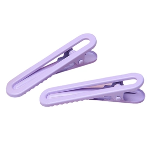 Pair of minimalist light purple 5cm U-shaped metal hair clips with matte finish
