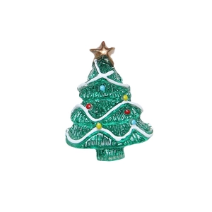 Ciondolo albero di Natale in resina dipinto a mano con stella dorata e decori colorati