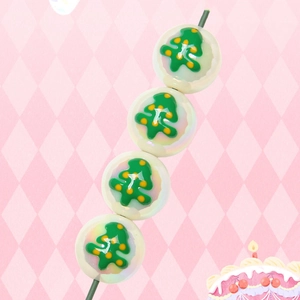 Christmas themed acrylic beads with 3D green tree patterns for DIY jewelry making
