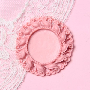 Pink 2.5cm vintage round embossed base frame for DIY jewelry and cameo pendants