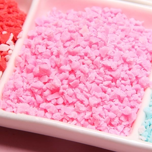 Macro shot of pink imitation chocolate sprinkles for DIY cream glue craft decoration