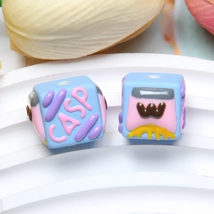 DIY cartoon cube beads with CASP engraving for handmade phone chains and accessories