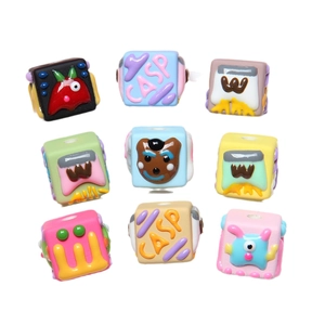 Colorful mixed cartoon cube beads for DIY phone chains and craft jewelry making