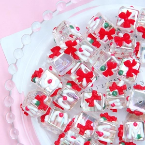 Hand Painted Acrylic Beads 3D Relief Floral Bow Jewelry Making Accessories Kawaii DIY Beads For Bracelet Phone Chain