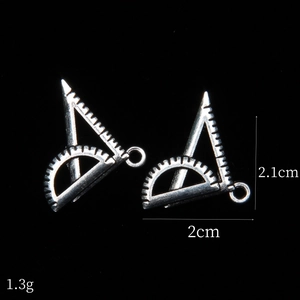 Vintage silver alloy stationery charms with ruler and protractor designs for DIY jewelry