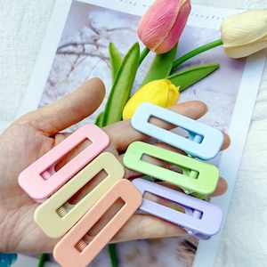 Set of six rectangular macaron-colored square head hair clips with matte finish