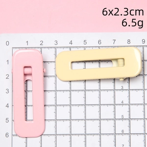 Set of two macaron color square duckbill hair clips with precise size measurements