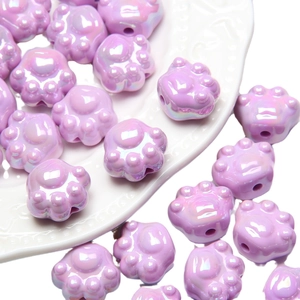 Iridescent purple acrylic cat paw beads for DIY jewelry making and phone charms