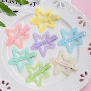 Sweet Macaron Color Star Hair Clips Metal Hollow Pentagram Hairpins For Girls Women Dopamine Hair Styling Accessories