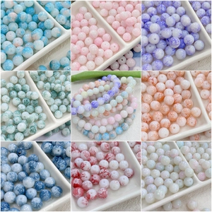 8mm Glass Beads New Chinese Ink Wash Painting Style Gradient Round Loose Beads For DIY Bracelet Necklace Jewelry Making