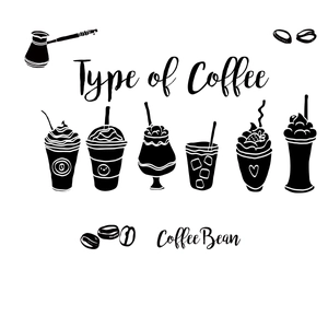 Minimalist black coffee theme wall stickers with various cup silhouettes and bean designs