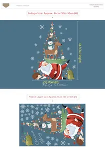 Detailed layout showing Merry Christmas wall stickers with Santa, reindeer and snowman