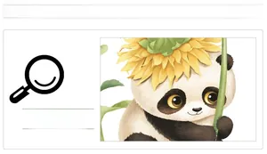 Detail shot of a cute panda illustration with a sunflower for wall decoration stickers