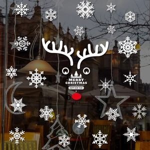 Christmas snowflake and reindeer window stickers with Merry Christmas and Happy New Year text
