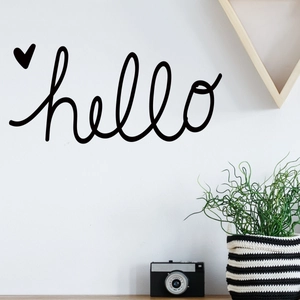 Sticker mural noir hello de style nordique avec cœur pour décoration de maison moderne