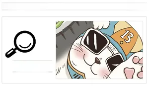Detail view of cute cartoon cat wall sticker with blue uniform and sunglasses