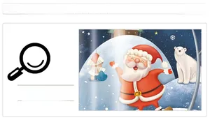 Dettaglio dell'adesivo murale natalizio con Babbo Natale, orso polare e mulino a vento