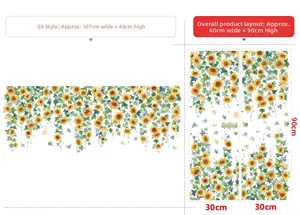 Dimensions du sticker mural tournesol montrant la mise en page et la taille finale