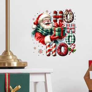 Santa Claus wall sticker with HO HO HO letters for Christmas home and window decoration