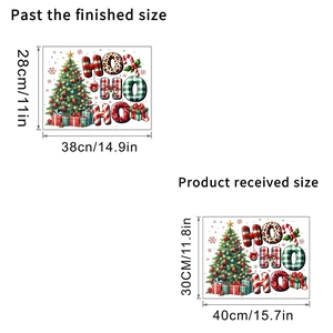 Christmas tree wall sticker with HO HO HO leopard print lettering and gift boxes decor
