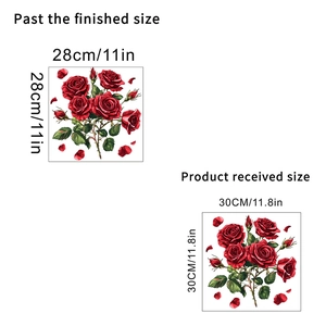Detailed size comparison of red rose flower waterproof self-adhesive wall and toilet stickers
