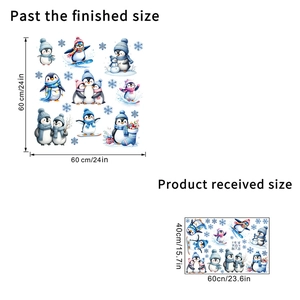 Winter cartoon penguin snowflakes self-adhesive waterproof wall stickers for home decor