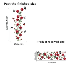 Waterproof red rose and butterfly wall stickers set with 40x90cm layout measurements