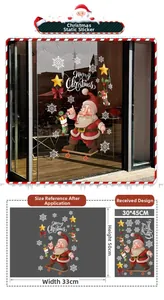 Detail showing Santa Claus static window sticker dimensions 30x45cm and visual reference