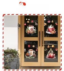 Detailed Christmas window stickers with gingerbread man and festive holiday motifs