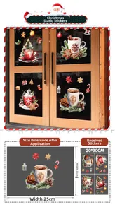 Christmas window decals with gingerbread man and snowflake patterns, size 20x30cm details