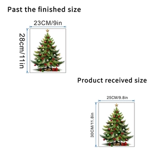 Size chart showing finished 23x28cm Christmas tree wall decal and 25x30cm sheet dimensions