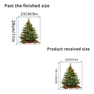 Detail showing dimensions of two self-adhesive Christmas tree wall stickers in layout