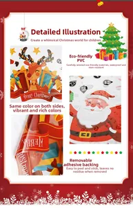 Detail of waterproof PVC Christmas door sticker with double-sided color design and Santa pattern