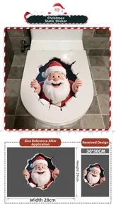 3D Santa Claus wall sticker detail showing the 30x30cm size and decorative PVC application