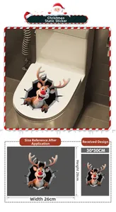 Detail showing 3D reindeer Christmas toilet sticker dimensions 26x28cm for holiday decor
