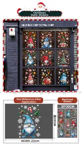 Macro view of Christmas gnome static stickers for glass window holiday decoration