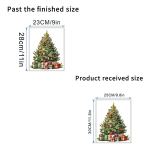 Detail showing dimensions of Christmas tree wall sticker and the original sheet size
