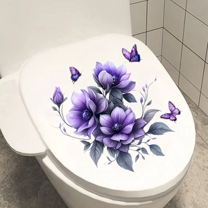 Detail of purple flower vine and butterfly waterproof self-adhesive wall stickers