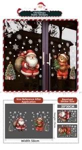 Detail of Christmas window stickers showing Santa and tree layout and size dimensions