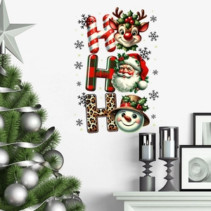 Adesivo murale di Natale con Babbo Natale e renna Ho Ho Ho per soggiorno