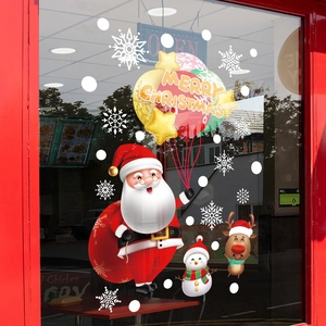 Adesivi statici natalizi per vetrate con Babbo Natale, pupazzo di neve, renne e fiocchi