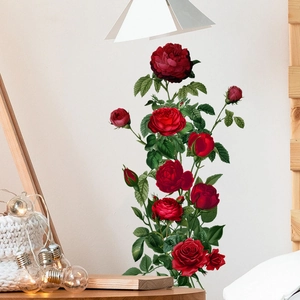 Self-adhesive red peony flower wall stickers for living room and bedroom decoration