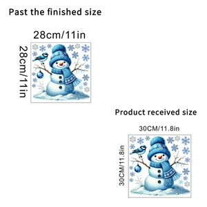 Detail showing the finished size and product received layout of Christmas snowman stickers